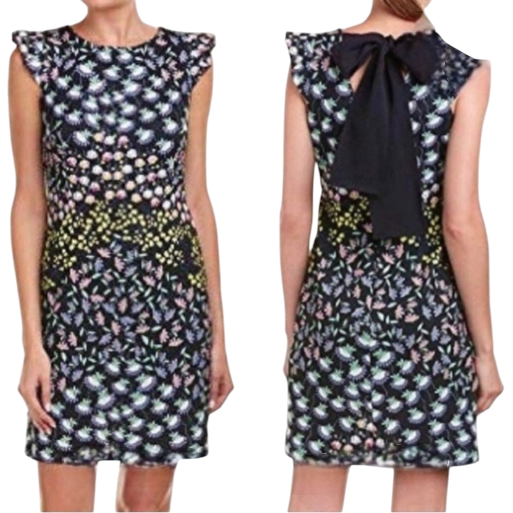 NWT Nanette LEPORE Navy Spring Shutter Sleeve Sheath Knee Midi Dress - Picture 4 of 11